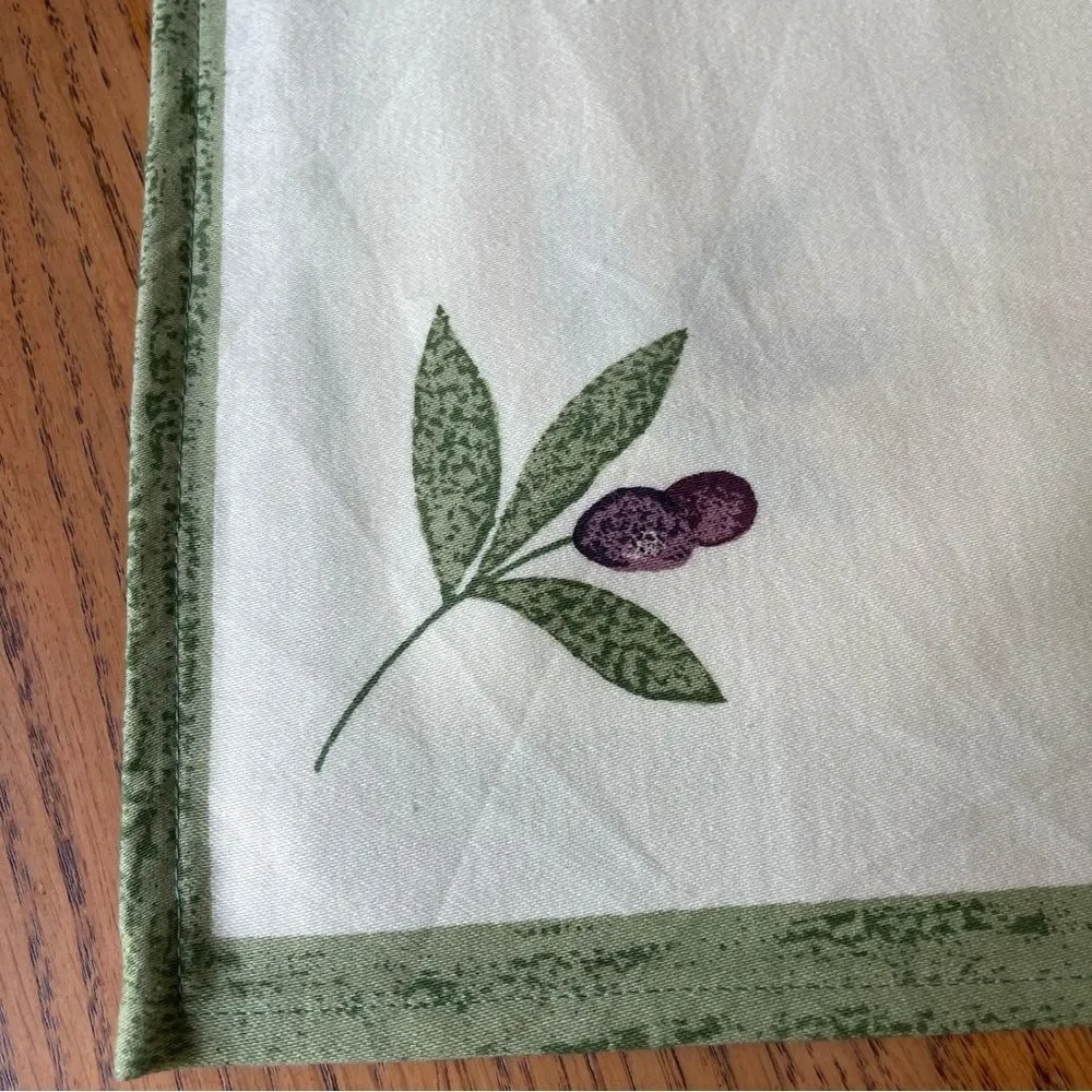 Williams Sonoma Cotton 4 pc dinner napkin olive tuscan green cream large